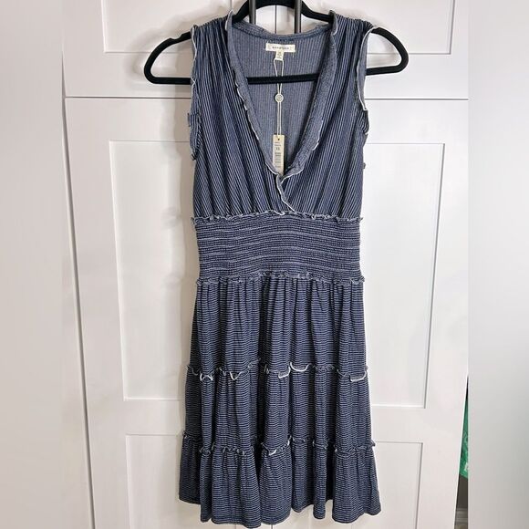 Max Studio Blue Sleeveless V-Neck Midi Dress - XS- NWT - Picture 3 of 8